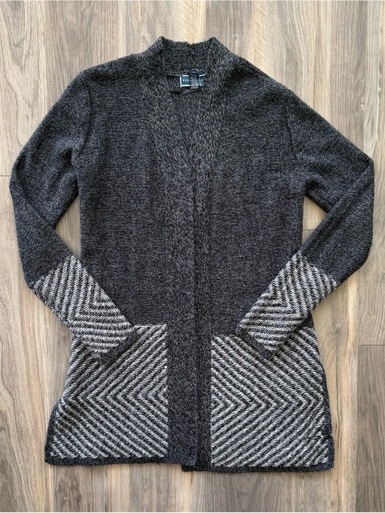 Karen Scott Sweaters - Karen Scott Black & Gray Open Sweater Size XS